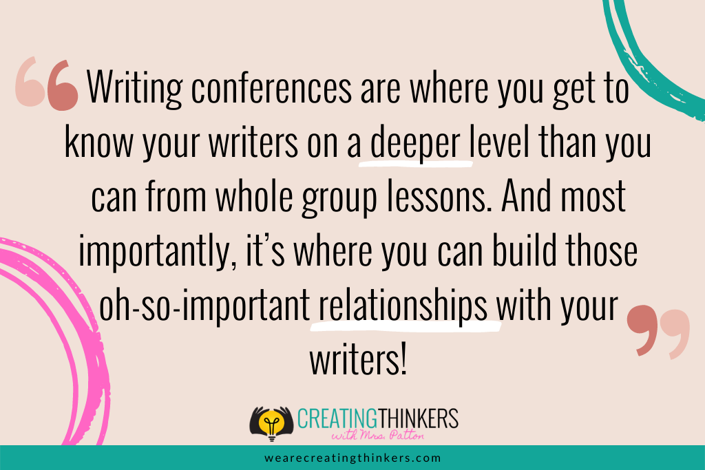 image of quote about the importance of student teacher writing conferences