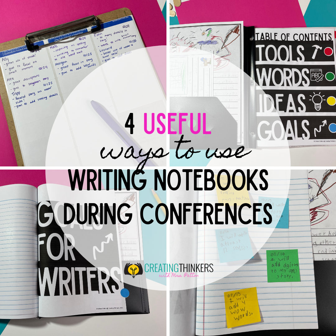 title image that says "4 tips for a useful writing notebook during conferences"